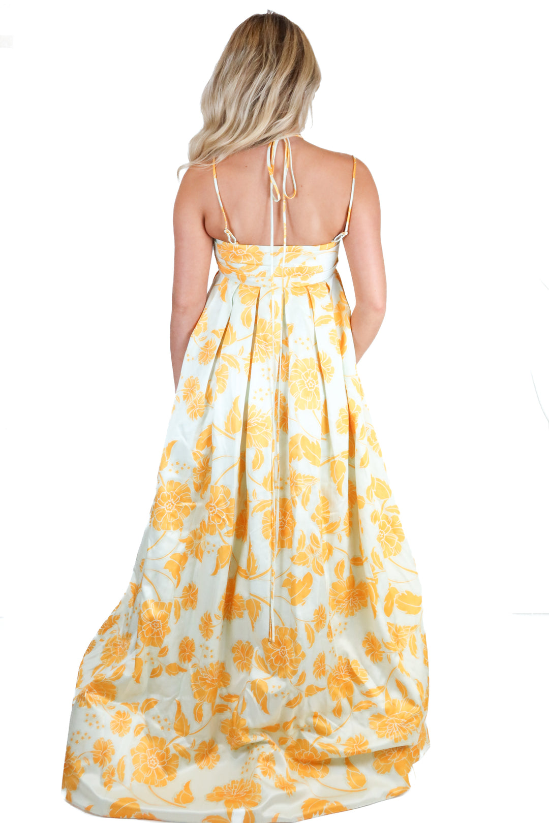 Leo Lin Orange and White Floral Silk Maxi Dress (S*; retail $995)