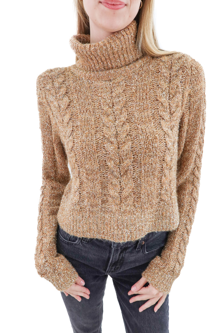 pilcro brown sparkly knit sweater (s)