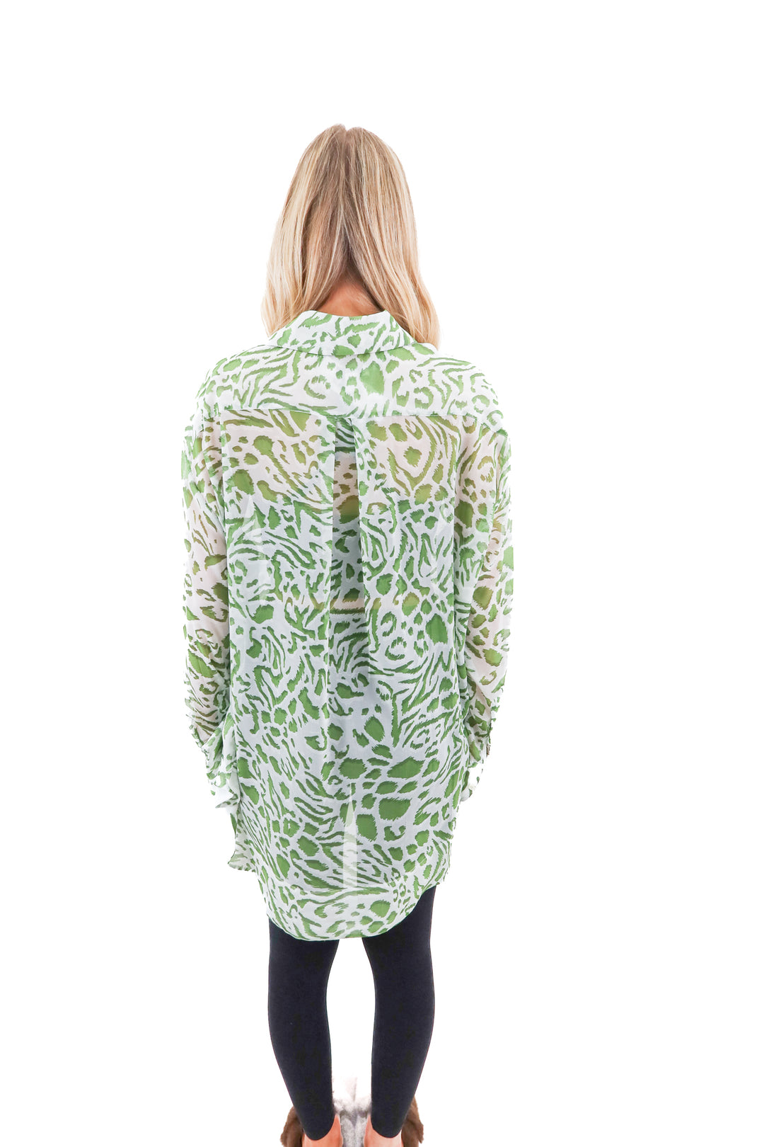 topshop green/white animal print sheet top nwt (6; retail $55)
