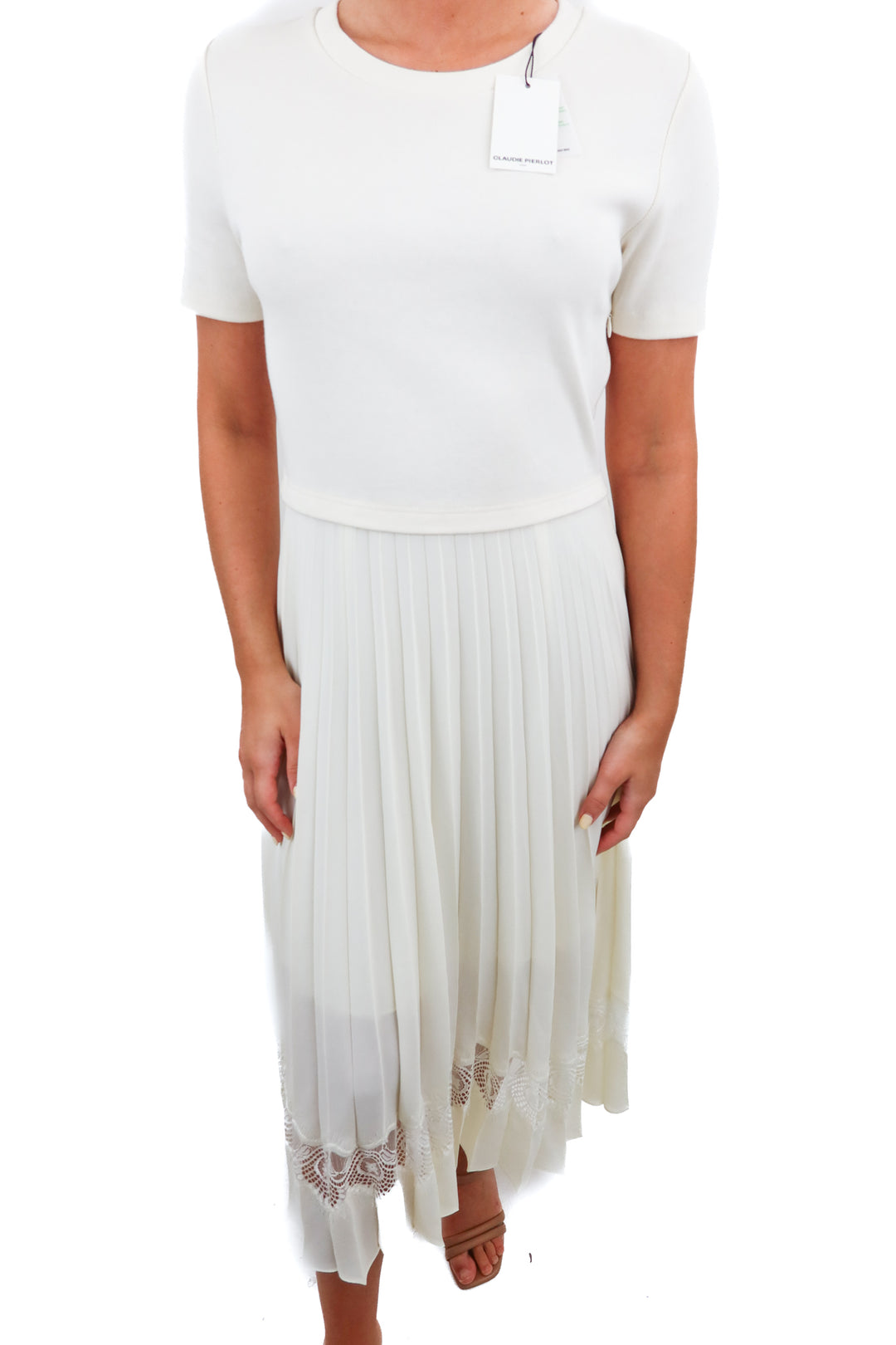 Claudie Pierlot ivory pleated lace midi dress NWT(1)
