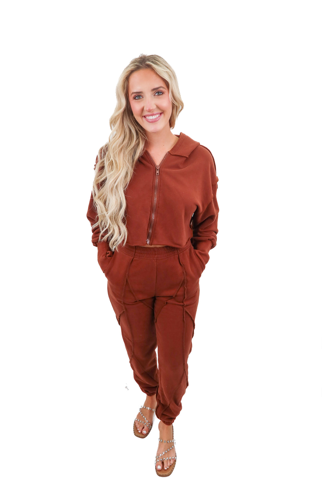 By Dyln brown hoodie and sweatpants set (S)