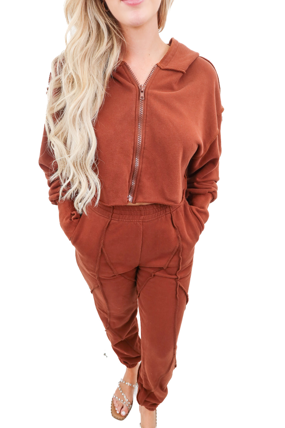 By Dyln brown hoodie and sweatpants set (S)