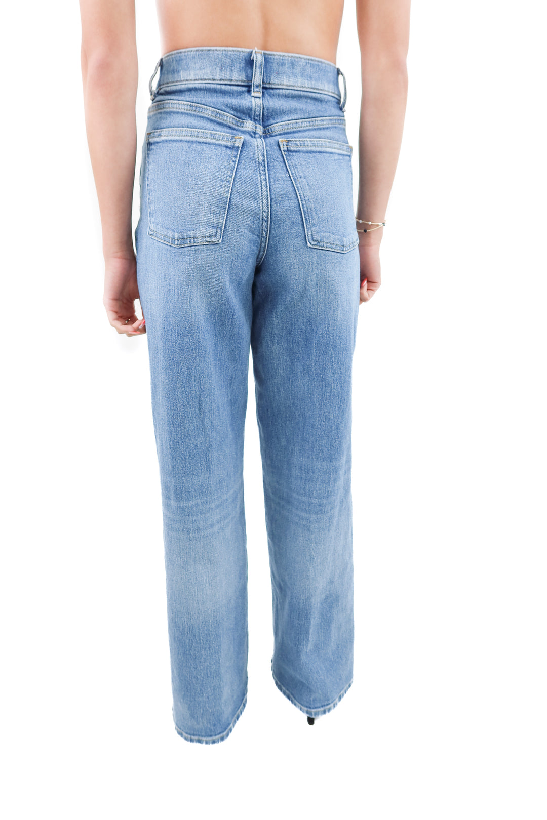 spanx light wash wide leg jeans (xs; retail $158)