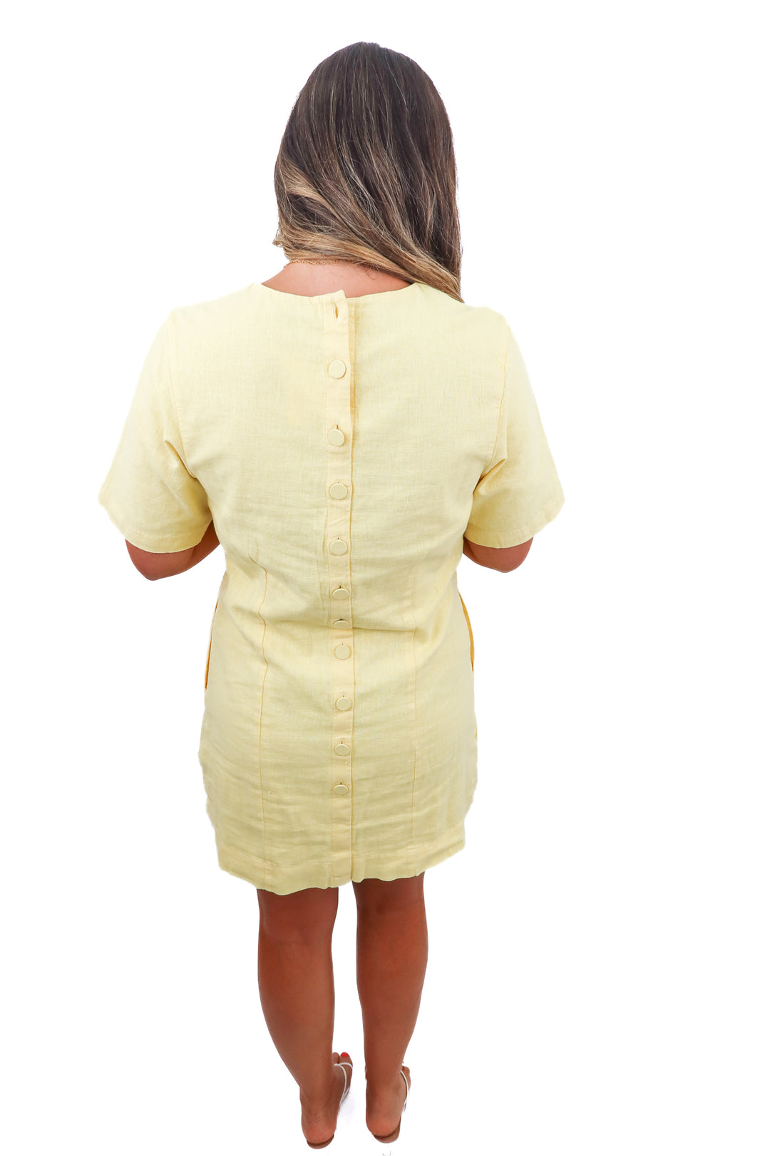 abercrombie & fitch yellow linen dress (m; retail $80)