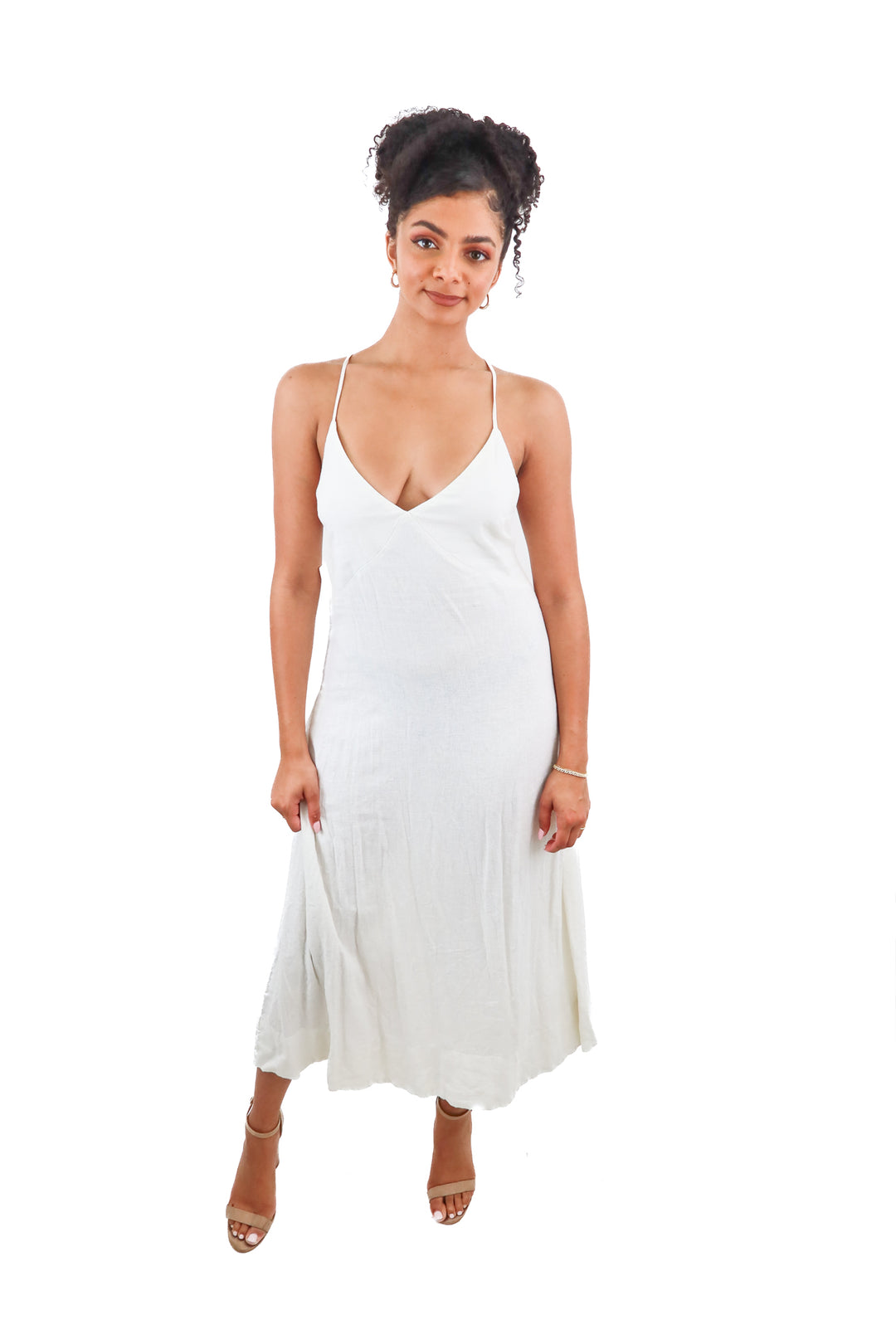 free people white linen maxi dress (s; retail $118)