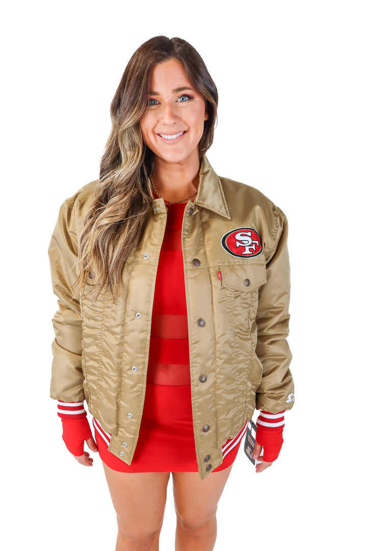 SOLD levis gold 49ers bomber jacket NWT (M; retail $188)