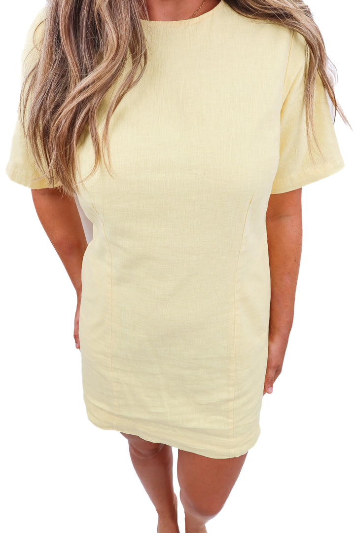 abercrombie & fitch yellow linen dress (m; retail $80)