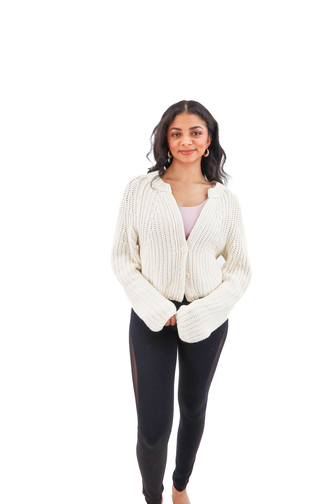 free people cream chunky knit cardigan (xs; retail $148)