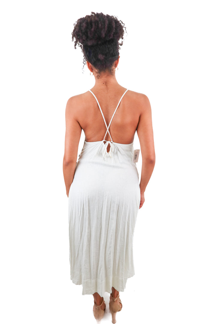 free people white linen maxi dress (s; retail $118)