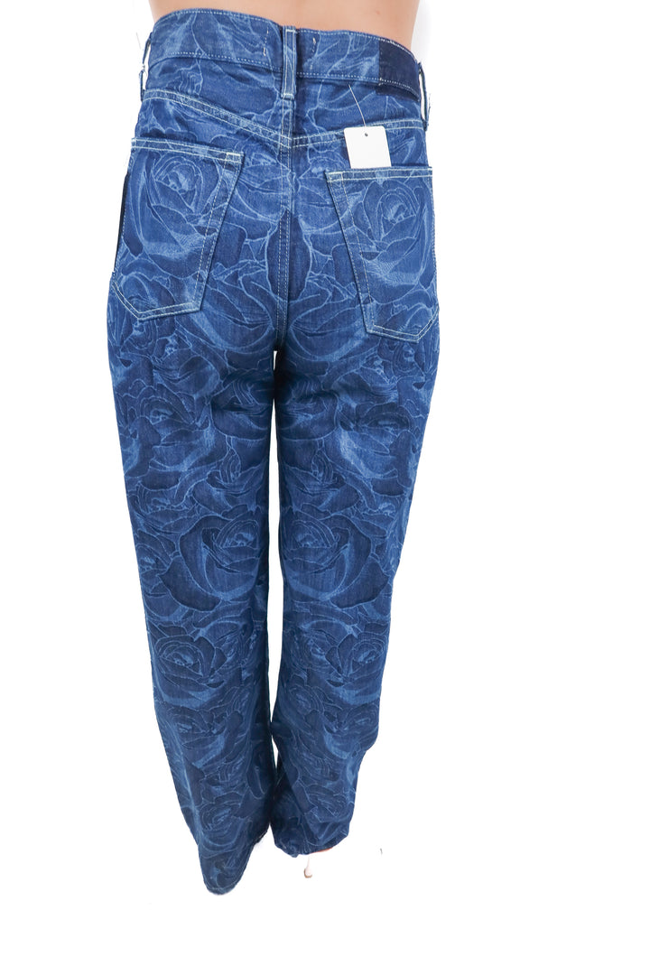 etica darkwash floral chalk print  "archer" straight leg denim (26; retail $258)