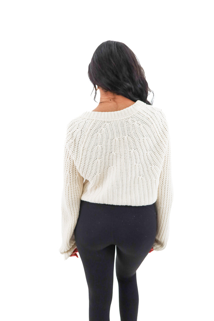 free people cream chunky knit cardigan (xs; retail $148)