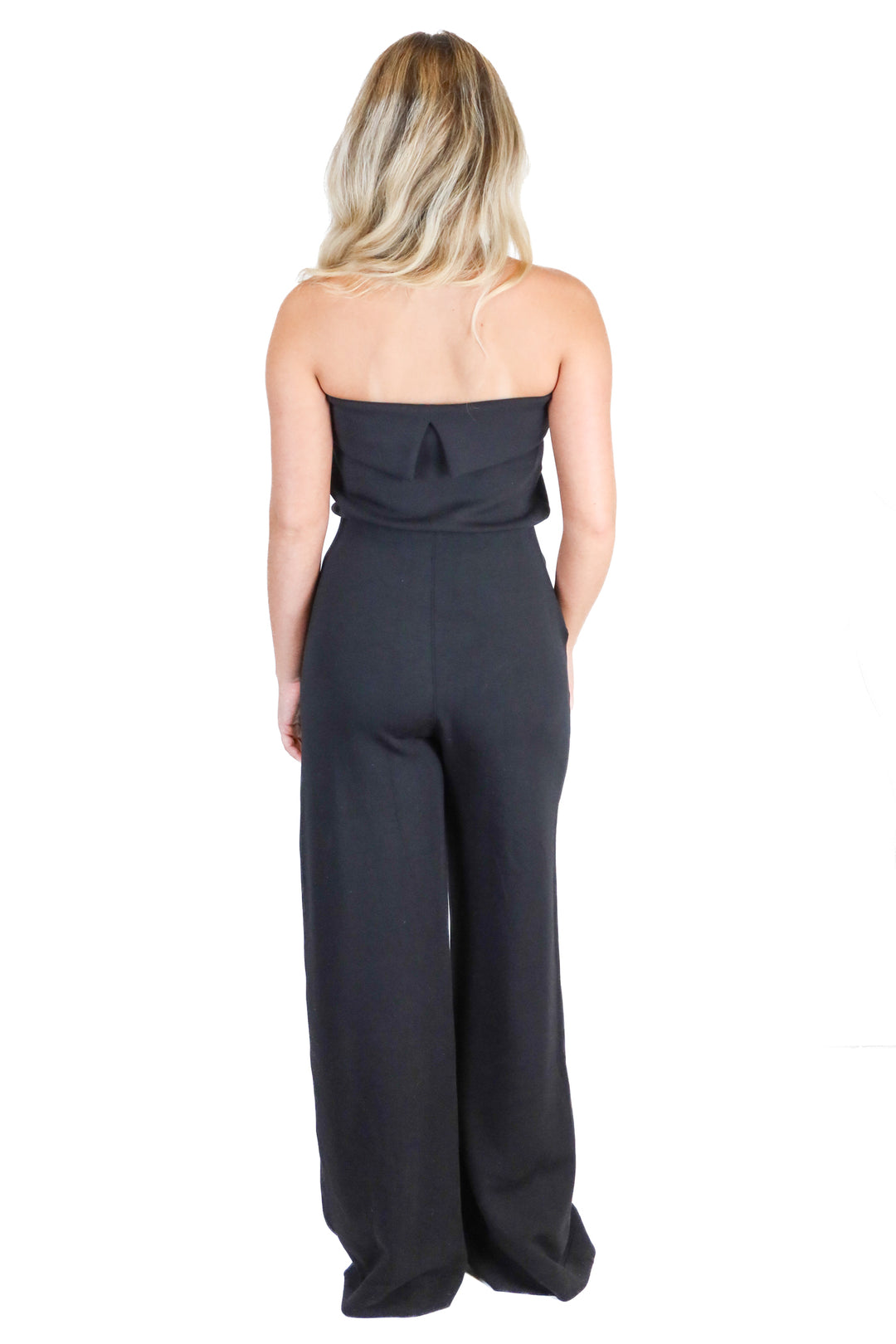 Spanx Black Strapless Wide Leg Knit Jumpsuit (XS; retail $138)