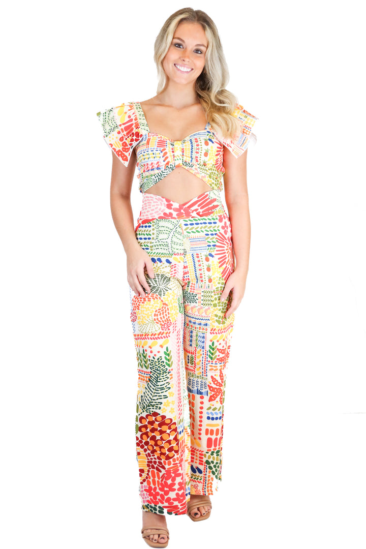 ANI multicolor pineapple printed set NWT (XS; retail $221)