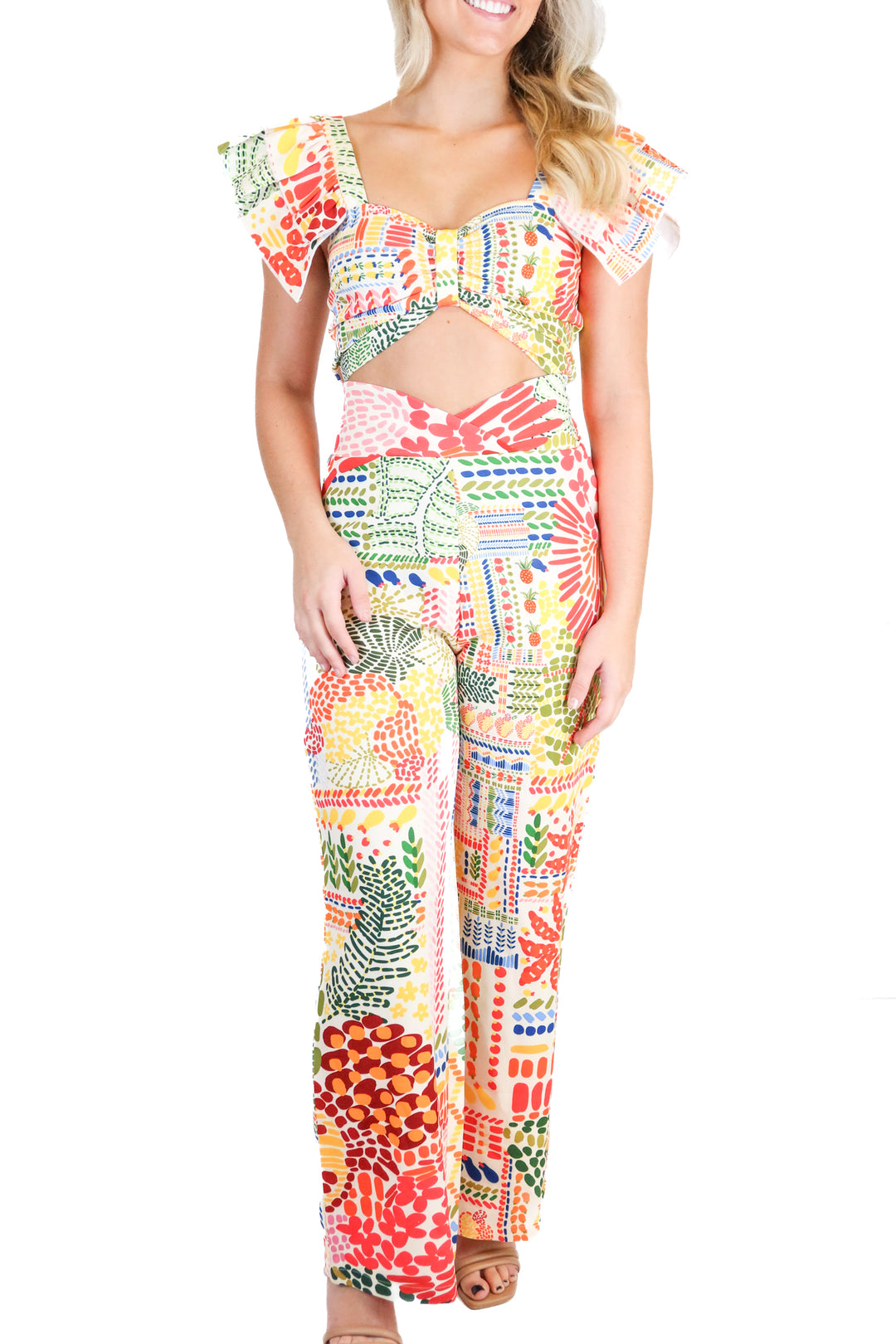 ANI multicolor pineapple printed set NWT (XS; retail $221)