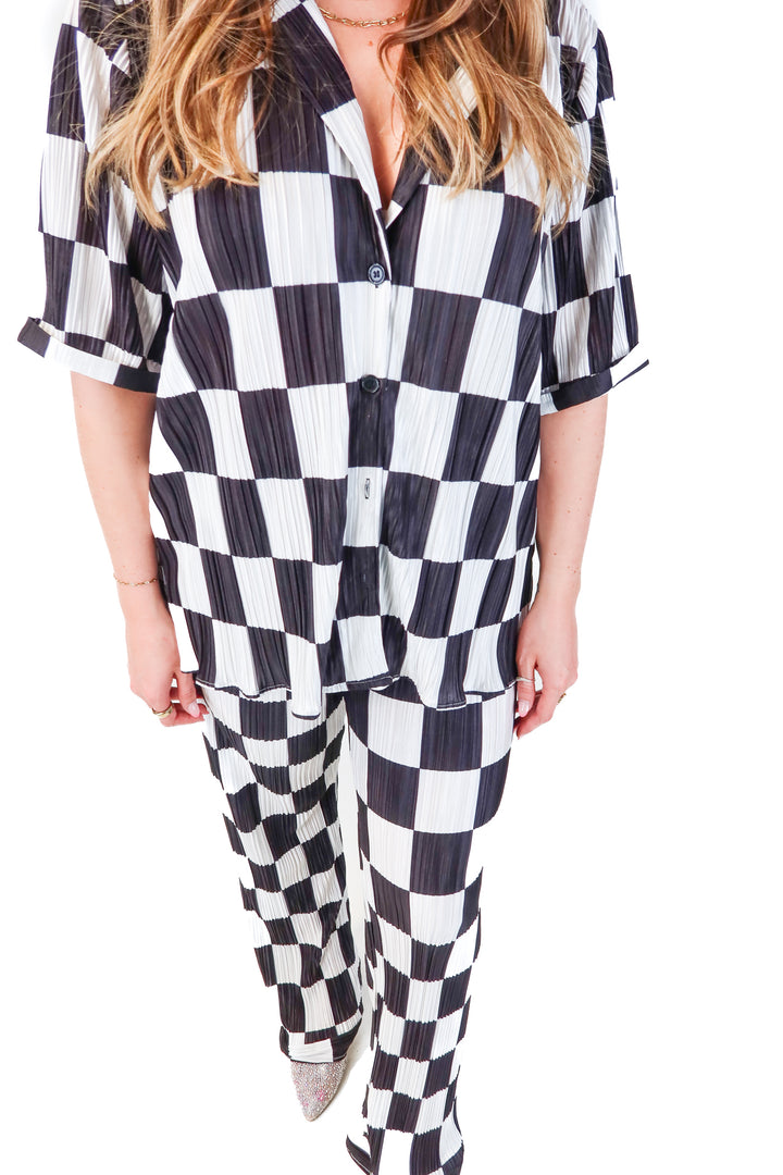 AUCTION lala black/white checkered set (L)- ends 5/20 at 8pm CT