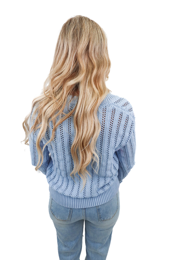 haven blue chunky cardigan (xs; retail $138)