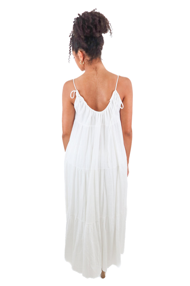 meshki white cotton tie front maxi dress NWT (s; retail $145)