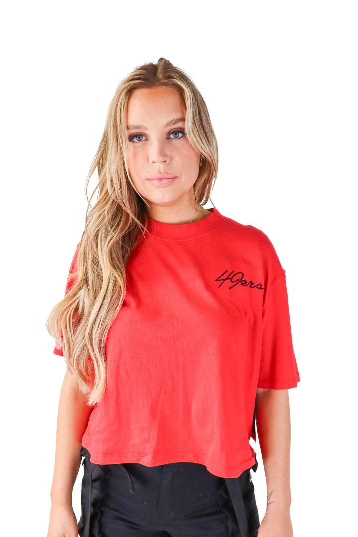 AUCTION junk food clothing red mockneck 49ers tee (L) GAMEDAY- ends 5/20 at 8pm CT