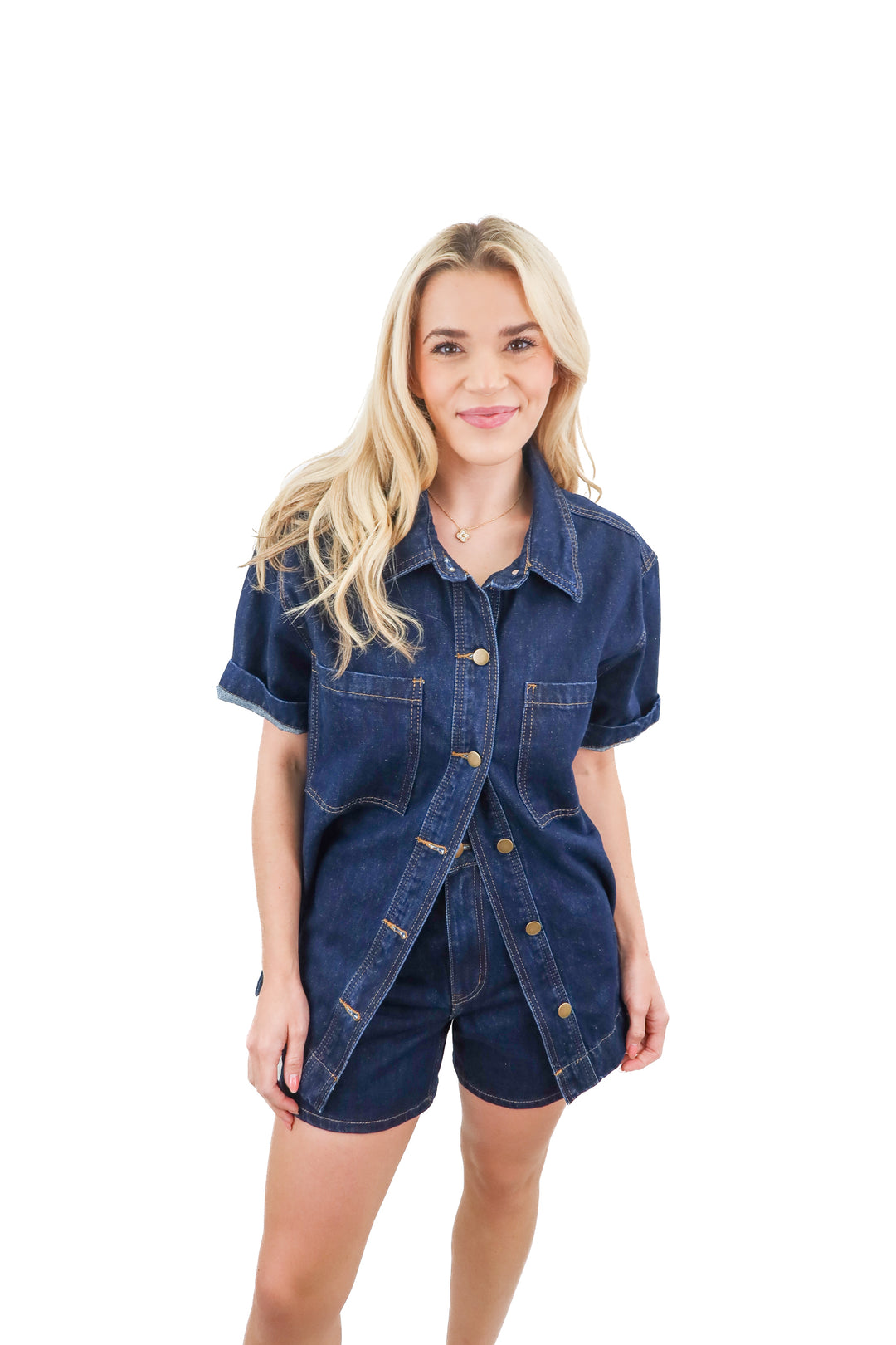 DISSH dark wash denim top (4; retail $170)