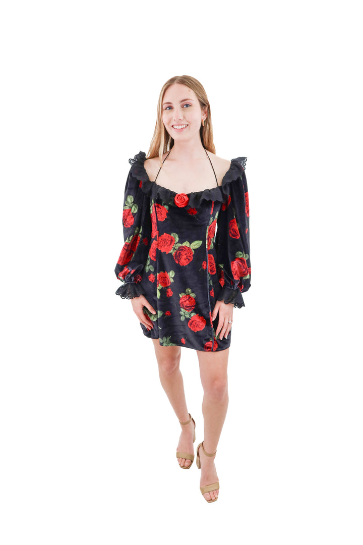 for love & lemons black rose mini dress (s; retail $250)