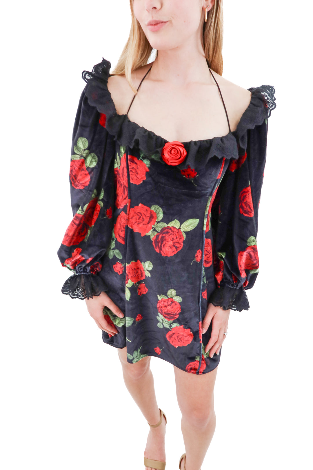for love & lemons black rose mini dress (s; retail $250)