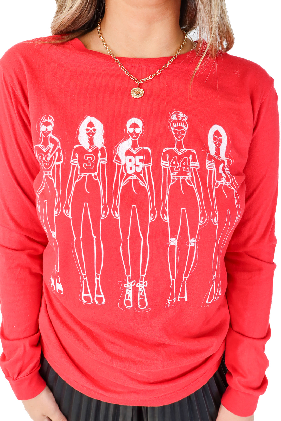 AUCTION bella+canvas red football girl long sleeve (M)- ends 5/20 at 8pm CT