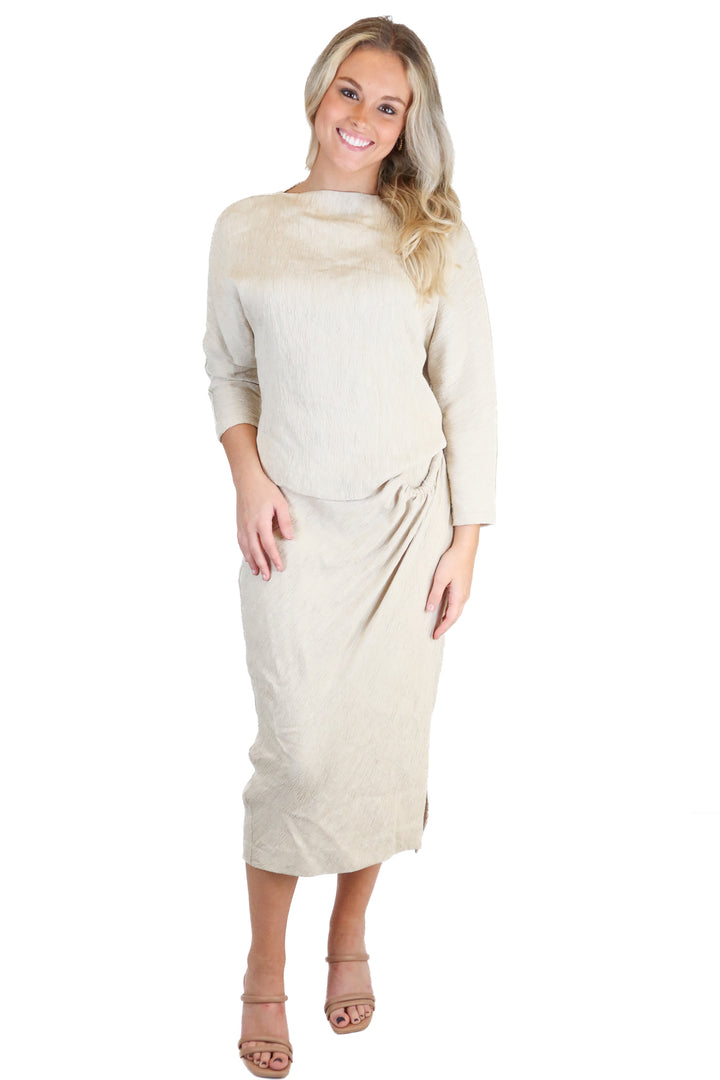 Trina Turk beige textured skirt set NWT (XS; $446)