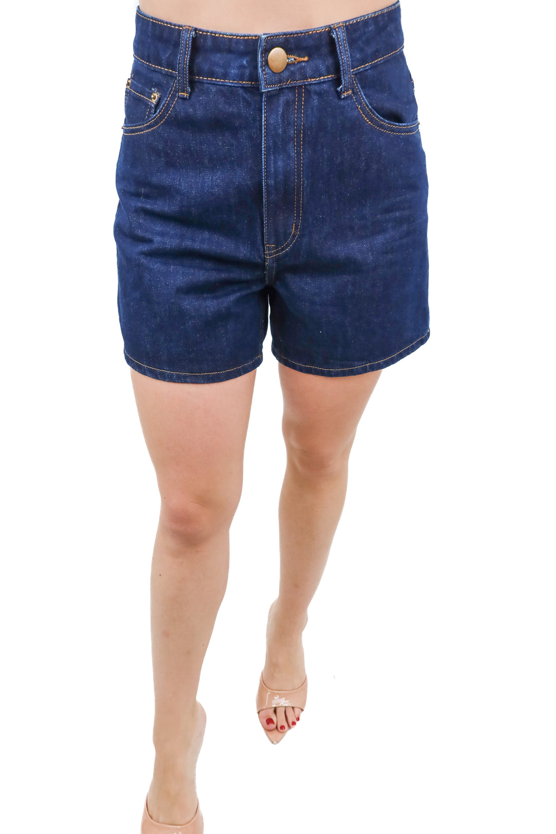 DISSH dark wash hi rise shorts (4)