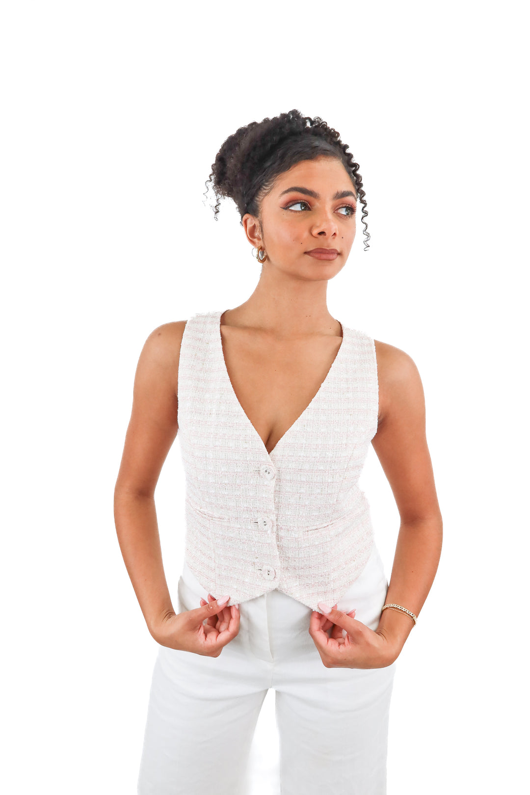 vici pink plaid vest (s; retail $48)