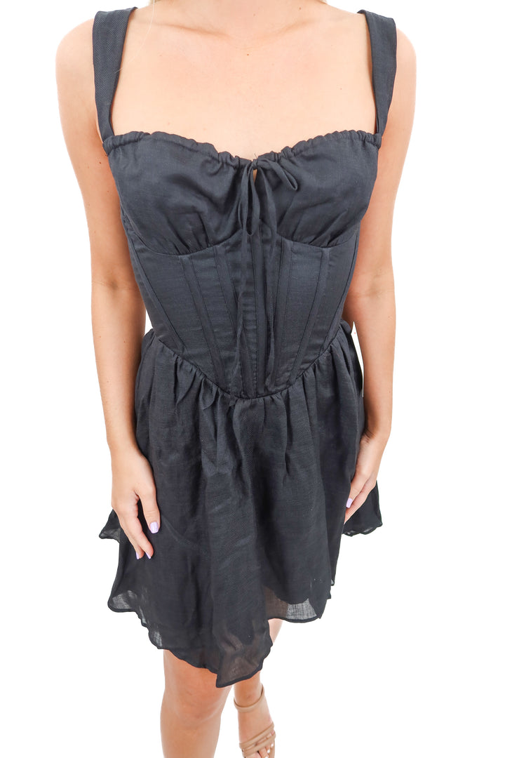 Bardot black corset dress (2)