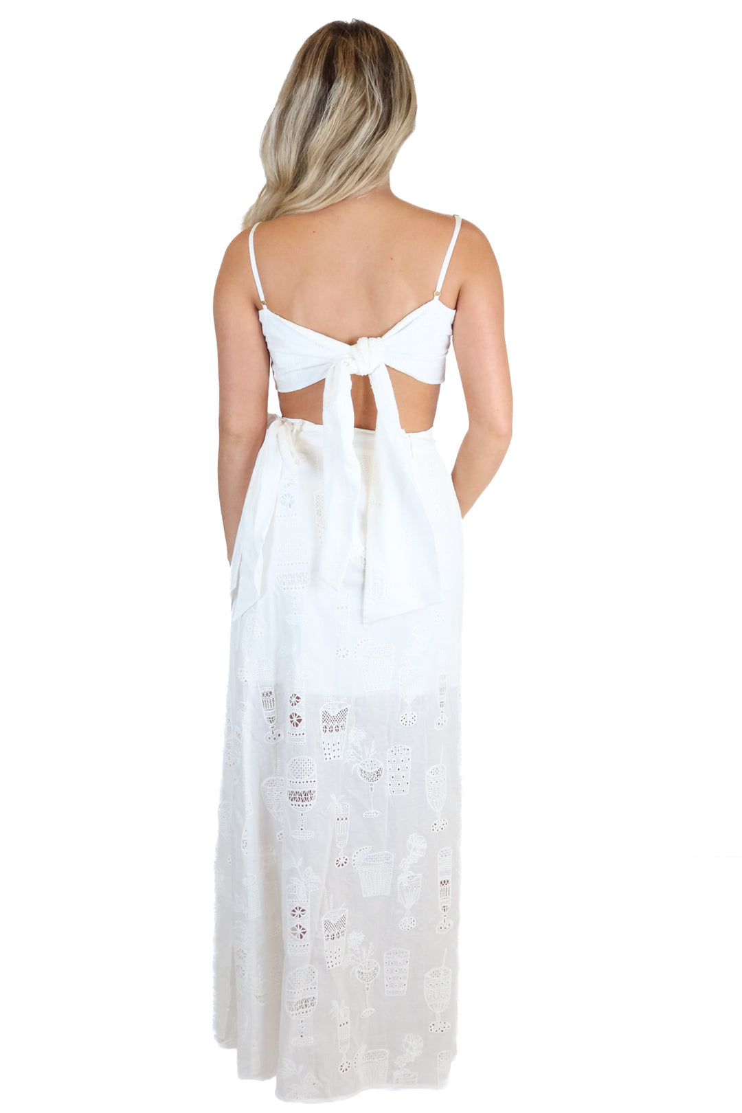Trina Turk White Eyelet Cropped Top & Wrap Maxi Skirt NWT (XS; Retail $575)