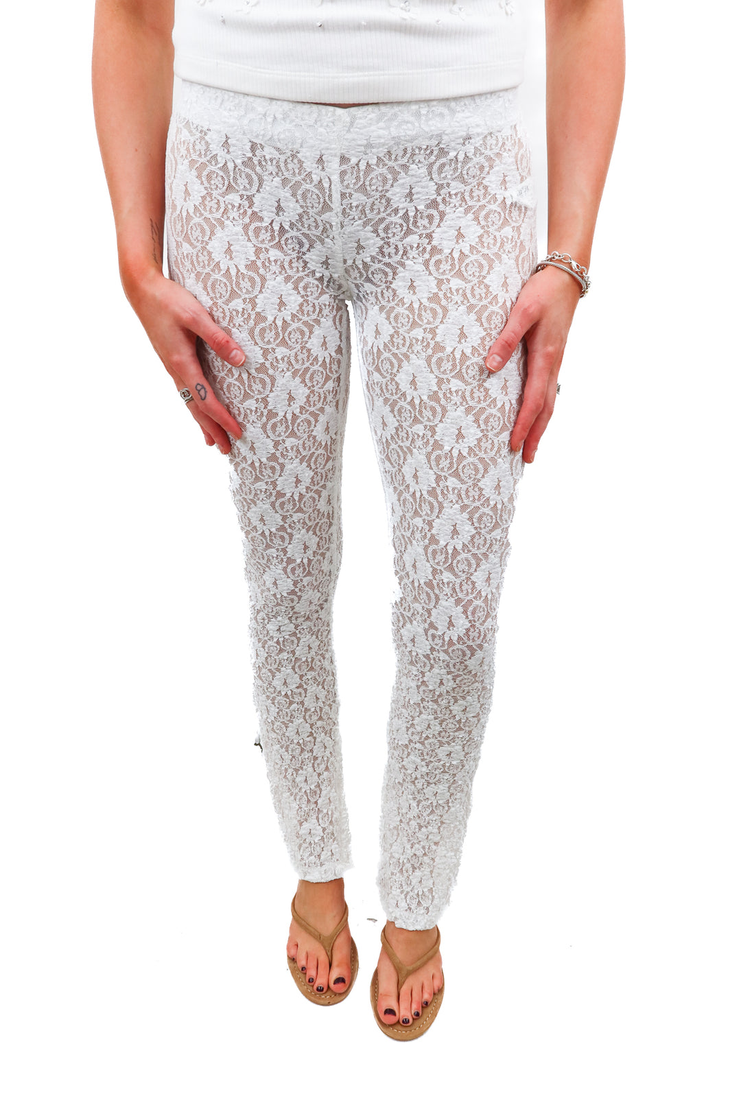 zara white lace pants (xs)