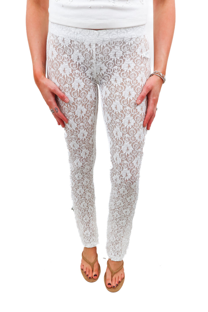 zara white lace pants (xs)