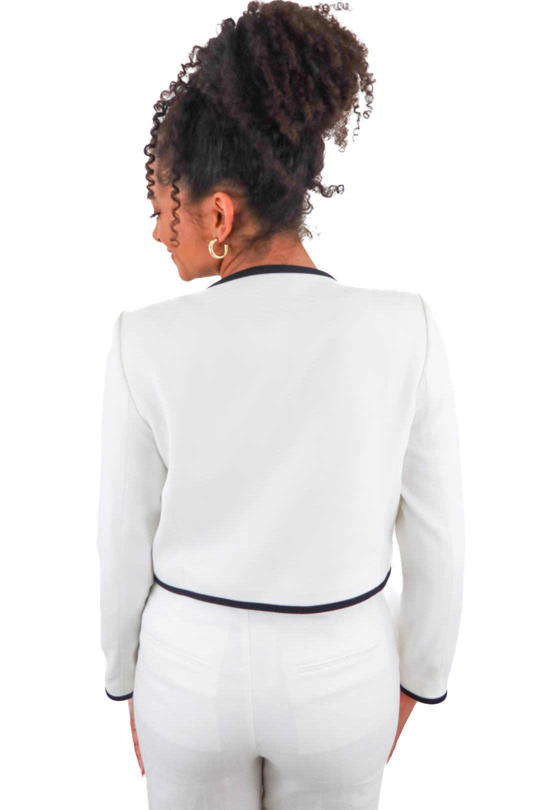 alice + olivia white/black tie front cardigan (s; retail $495)