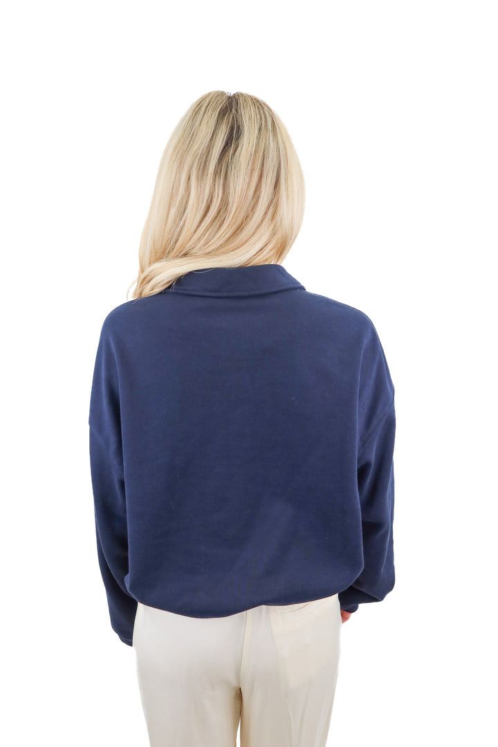 an action a day navy quarter zip (m; retail $130)