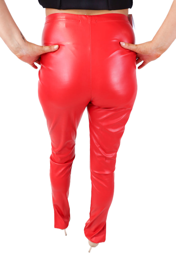pretty little thing red vegan leather leggings (8)