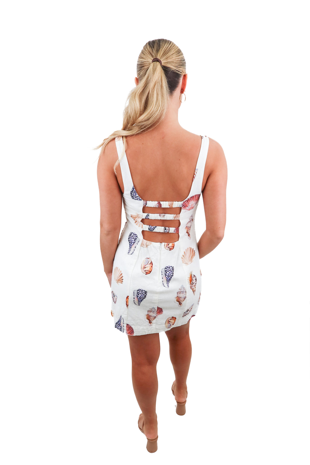 Show Me Your Mumu white shell print mini dress (XS; retail $168)
