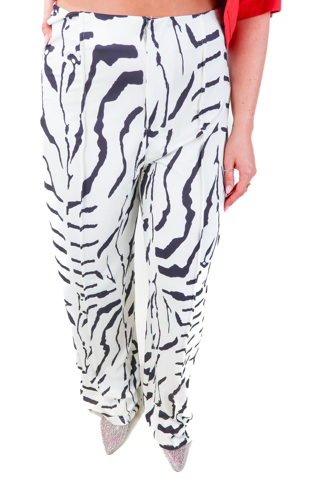 solado white/black printed pants (L)