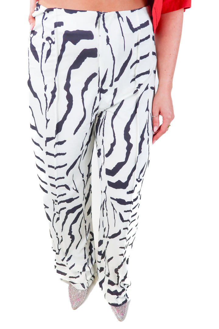 solado white/black printed pants (L)