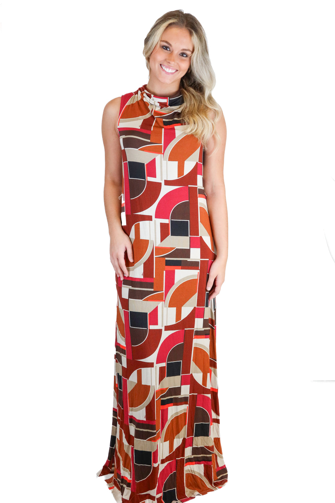 Trina Turk Warm Multicolor Maxi Dress with Gold Chain Belt NWT (XS; retail $378)
