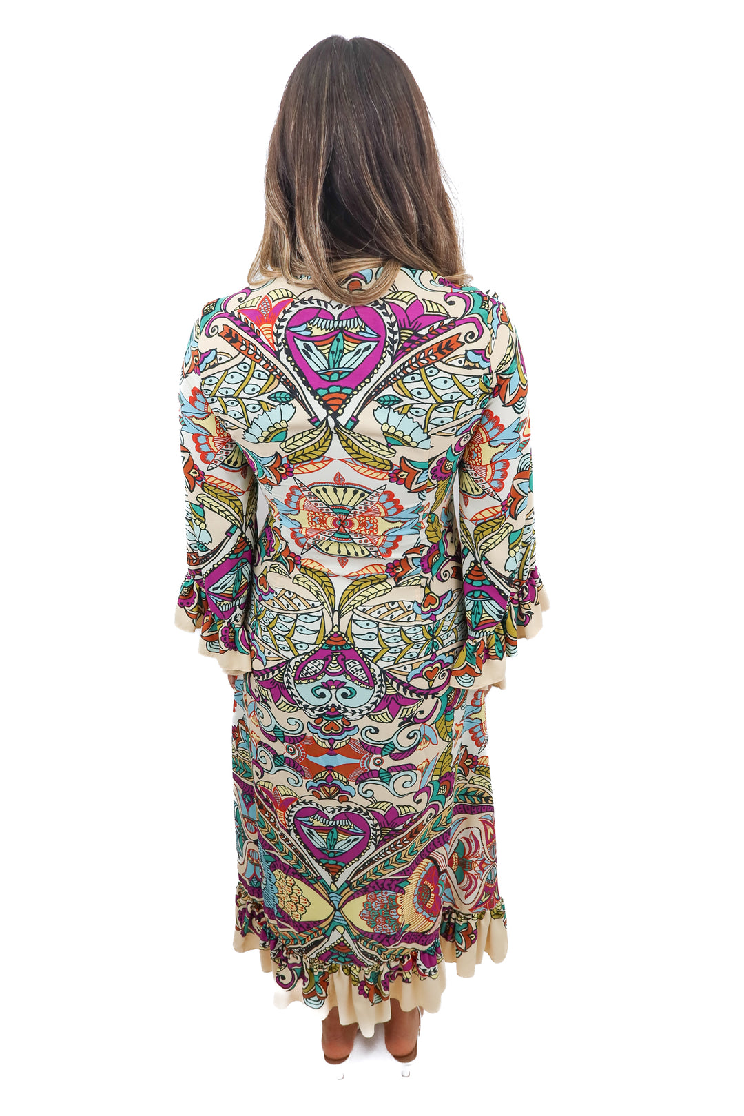 zara purple printed maxi dress (m; retail $70)