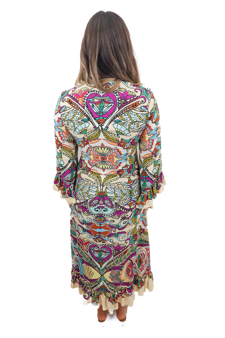 zara purple printed maxi dress (m; retail $70)