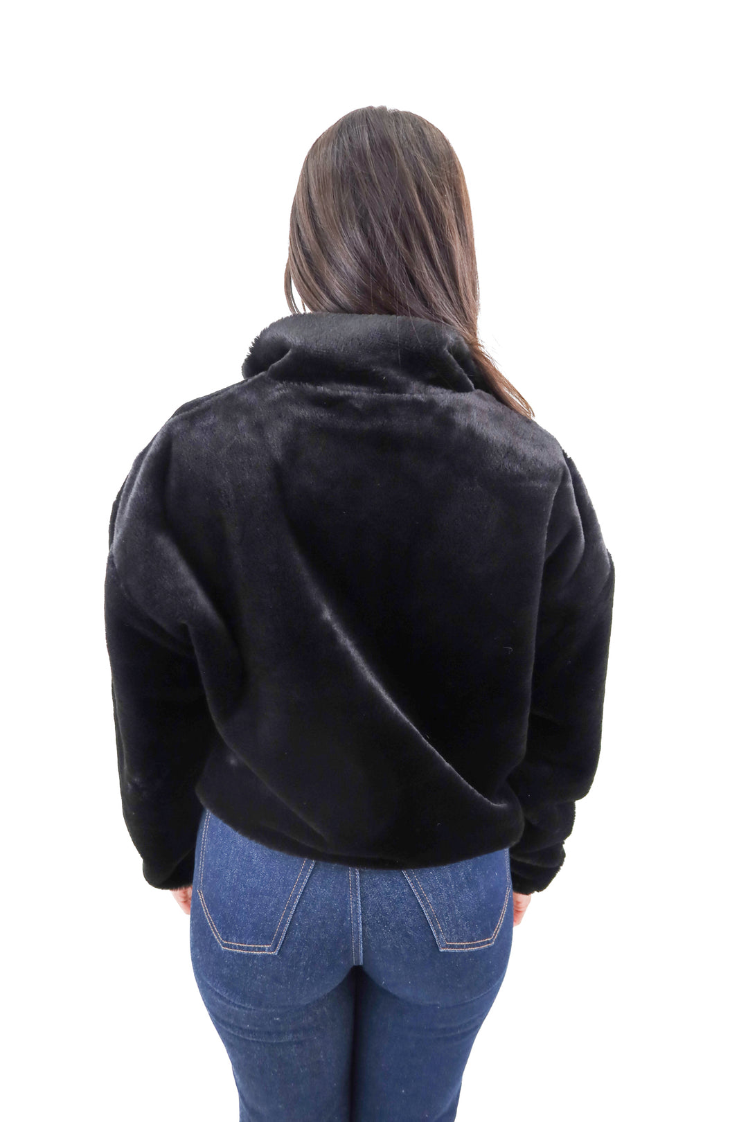 Puma black faux fur half zip (m)