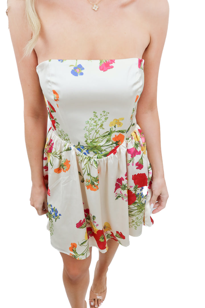 Park & Faith floral strapless dress (S) NWT