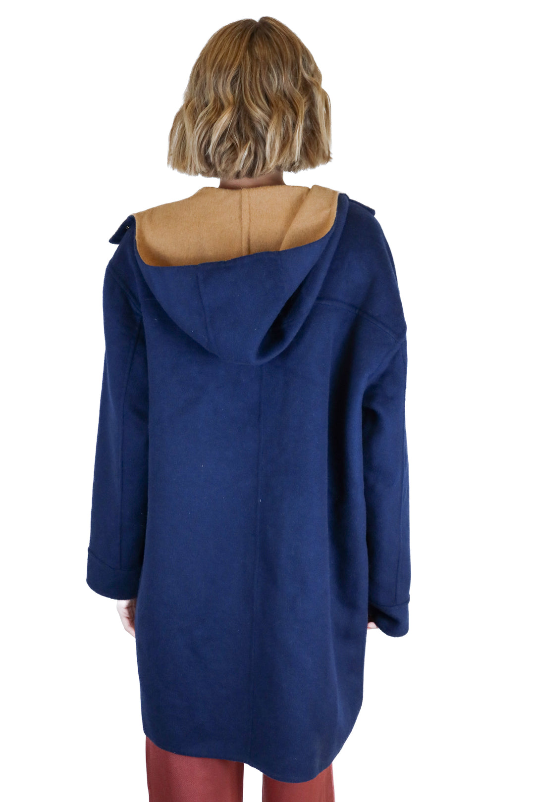 Ann Taylor Reversible Navy and Tan Hooded Coat NWT (S; retail $298)