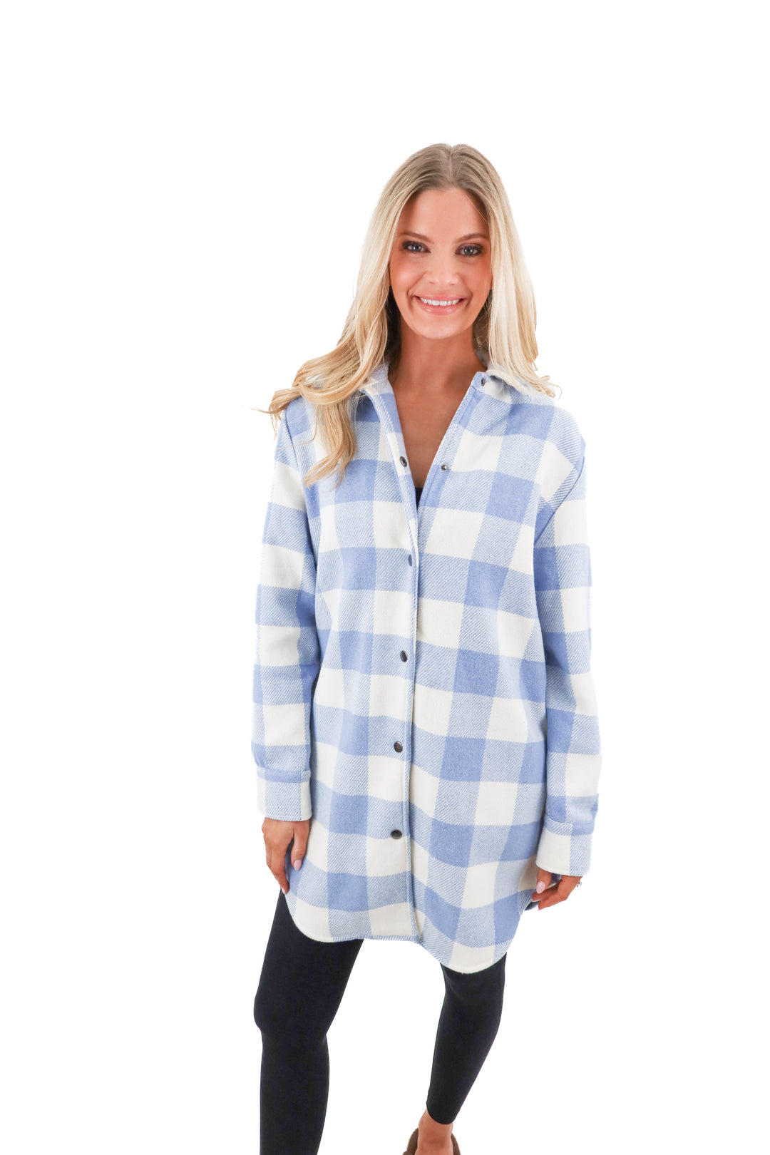 BB dakota blue plaid shirt jacket (M)