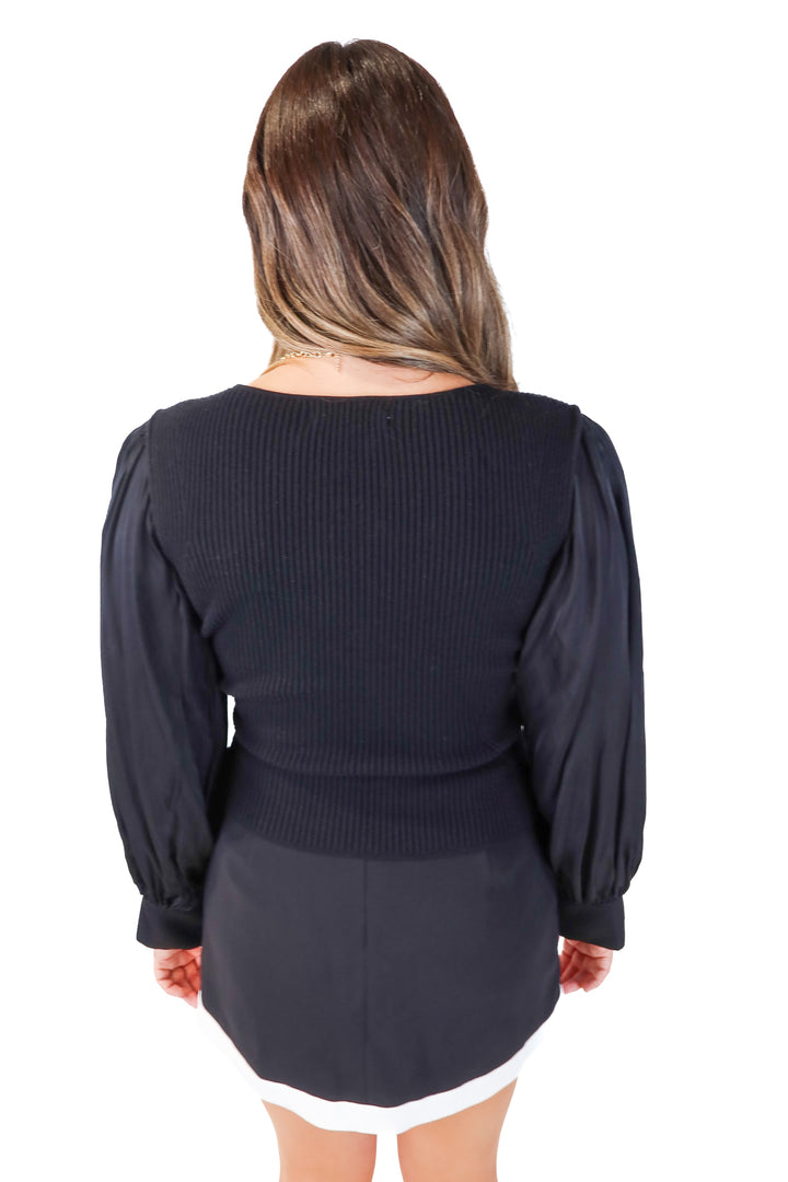 anthropologie black wrap top (m)