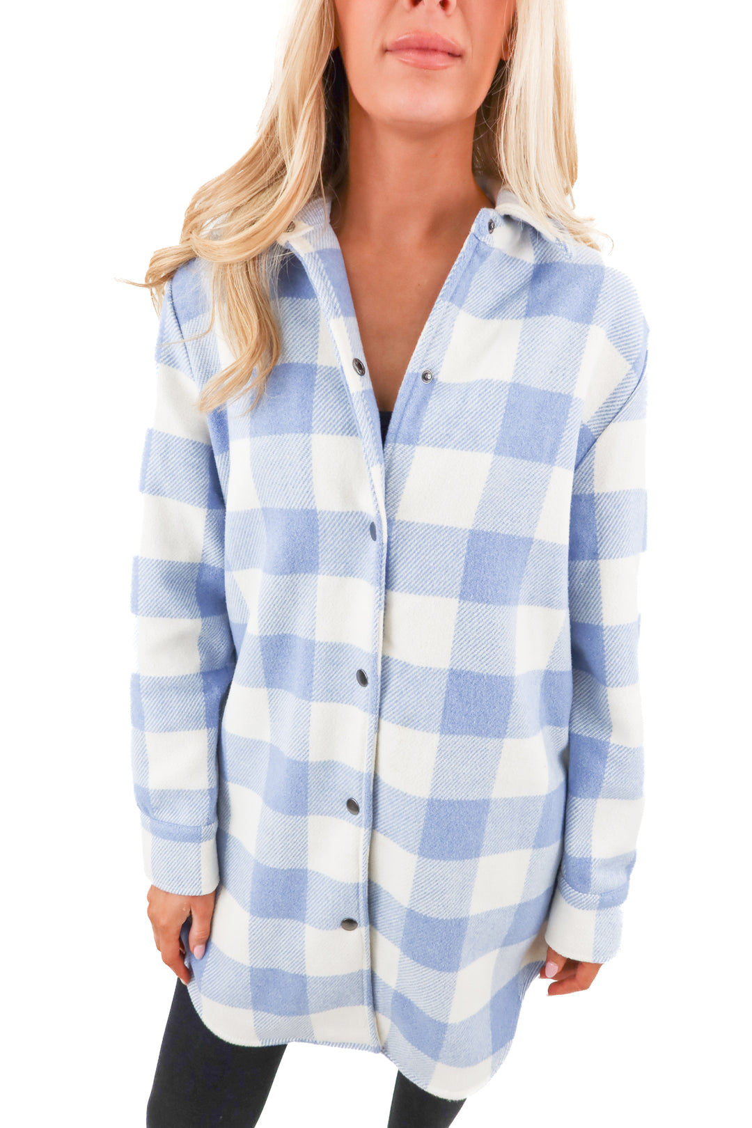 BB dakota blue plaid shirt jacket (M)