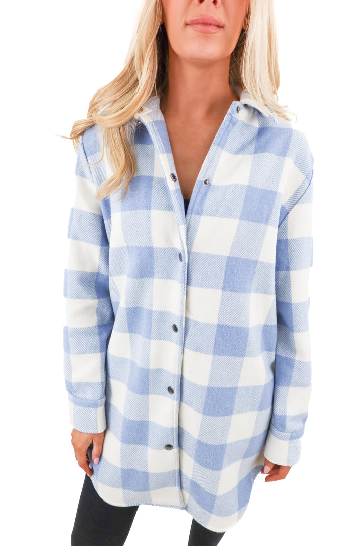 BB dakota blue plaid shirt jacket (M)