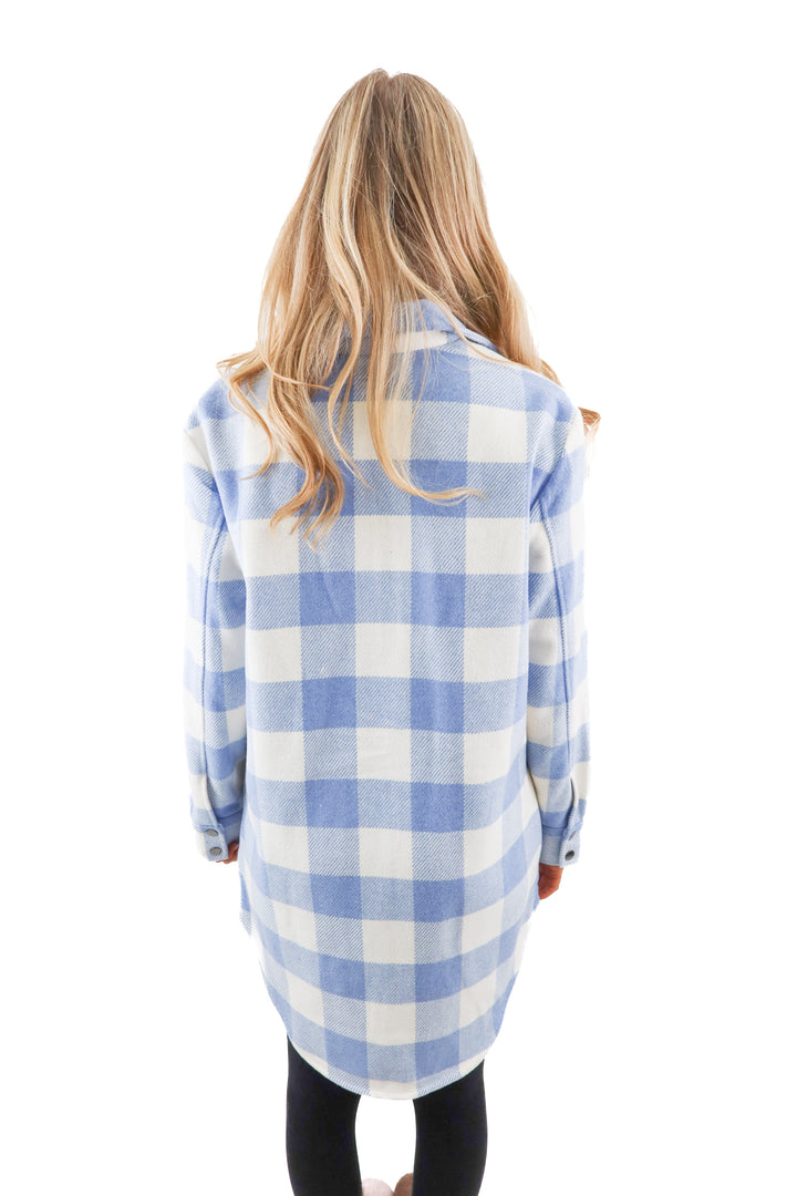 BB dakota blue plaid shirt jacket (M)
